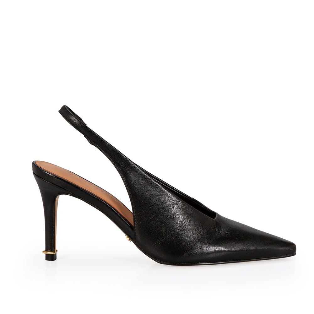 Scarpin Slingback Couro Preto