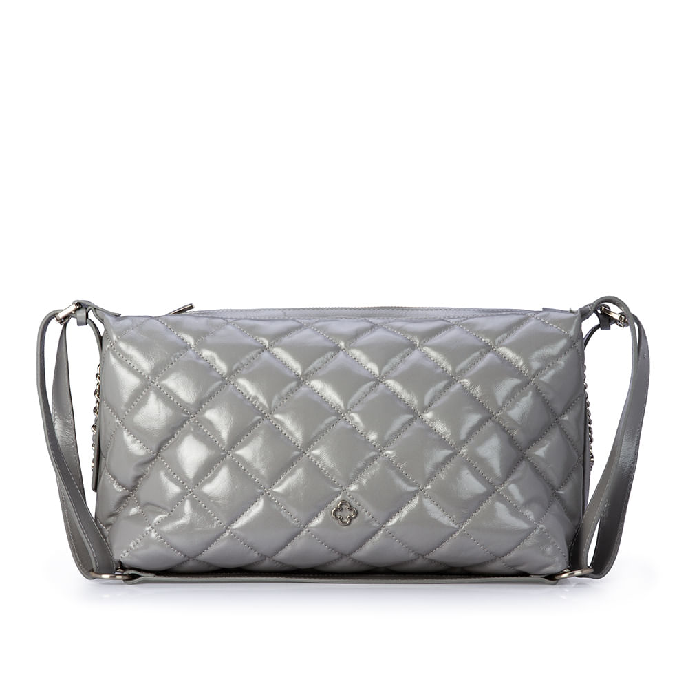 Bolsa Shoulder Matelassê Couro Cinza