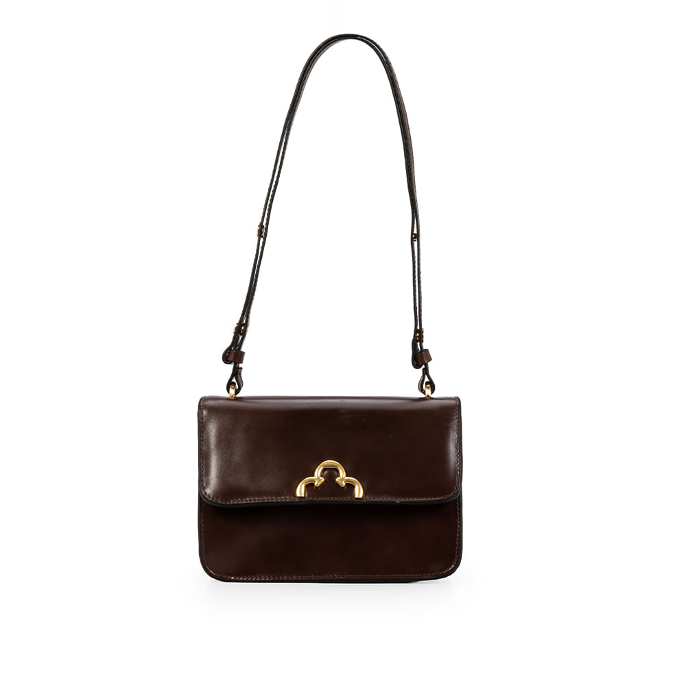 Bolsa Média Shoulder Couro Marrom