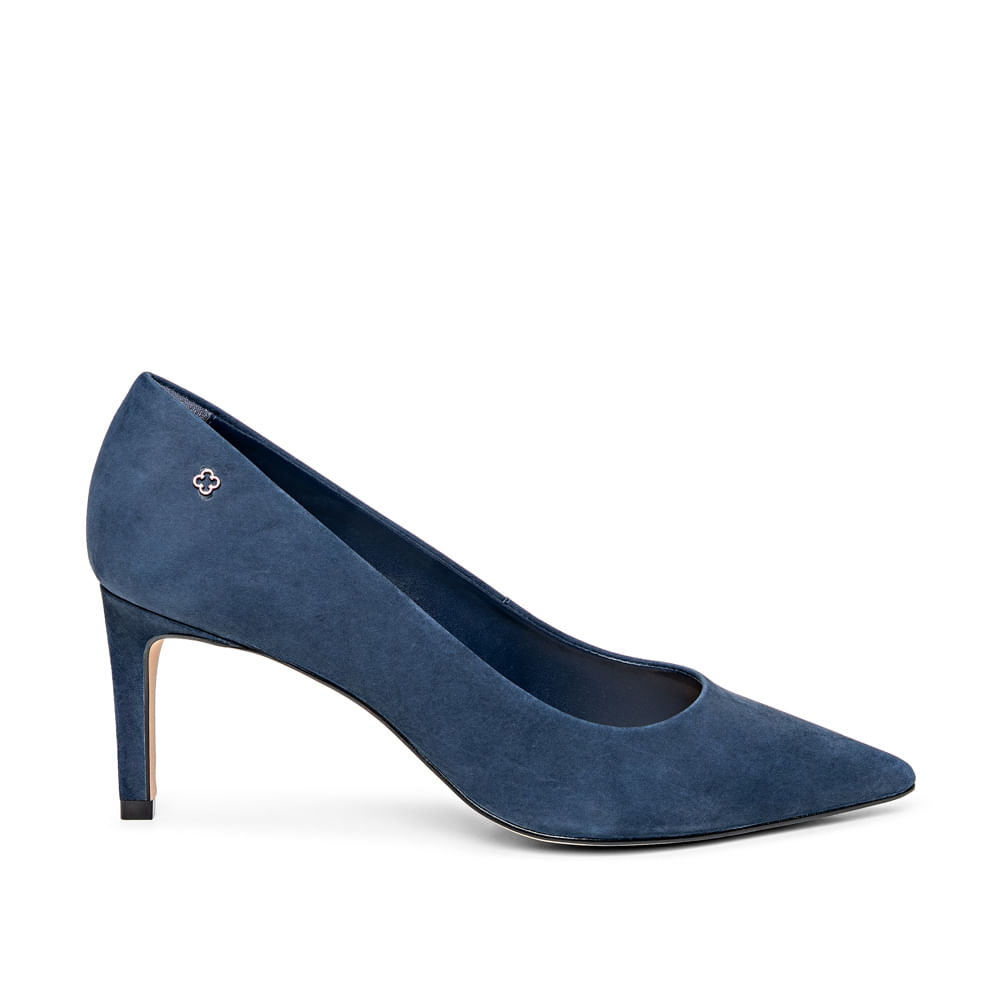 Scarpin Salto Alto Couro Nobuck Marinho Azzurro
