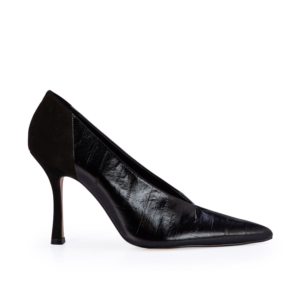 Scarpin Salto Alto Couro Preto