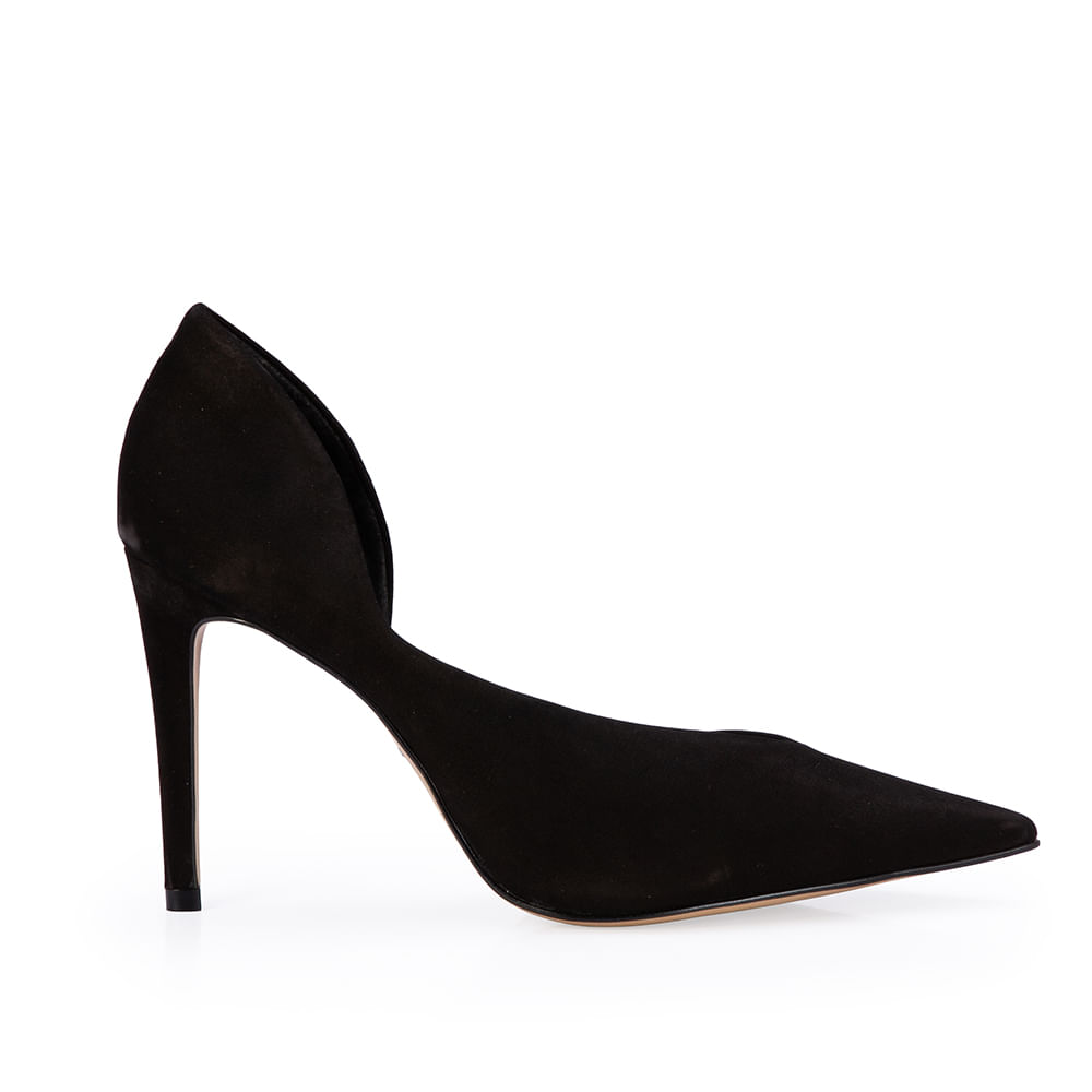 Scarpin Salto Alto Couro Suede Preto
