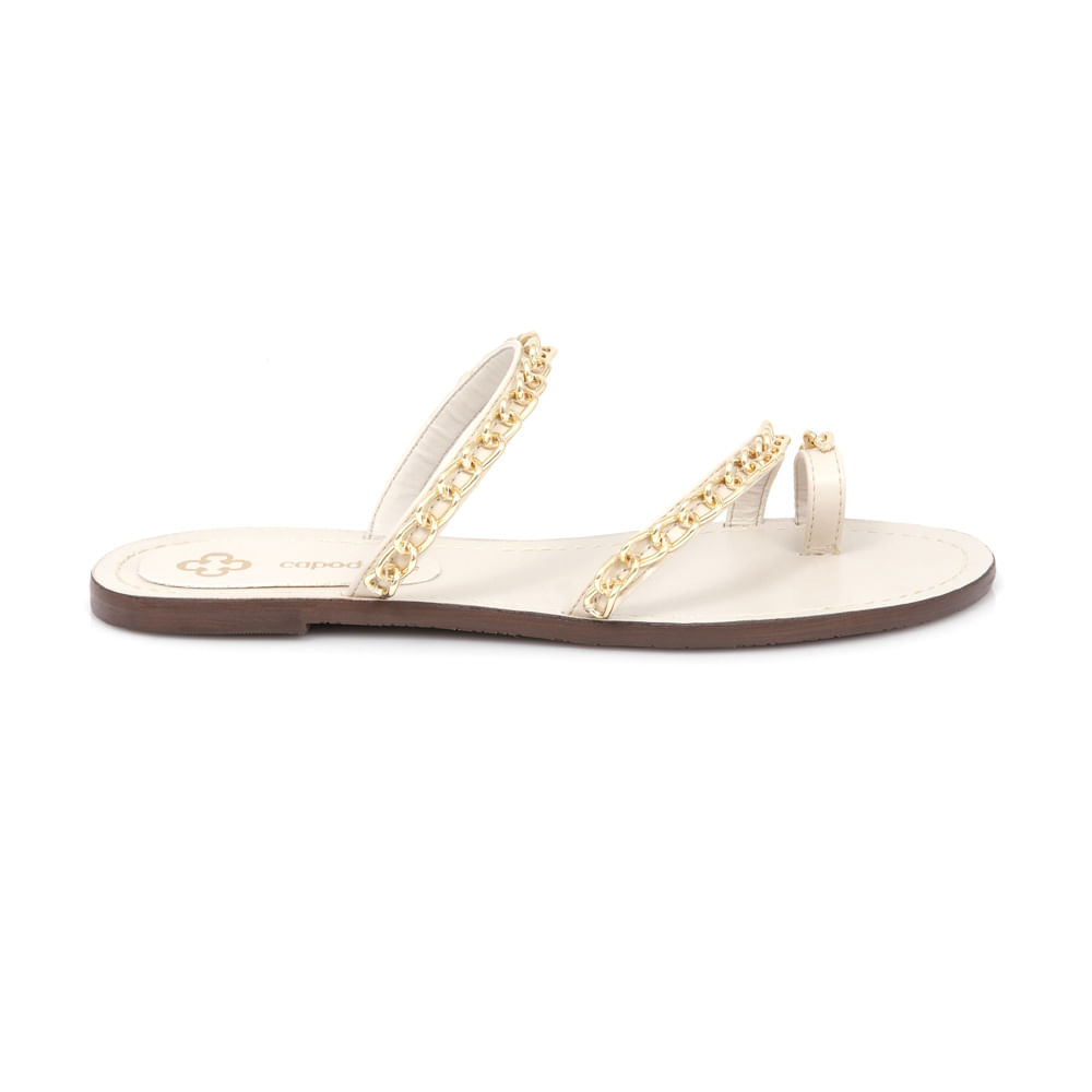 Chinelo Rasteiro Correntes Bico Redondo