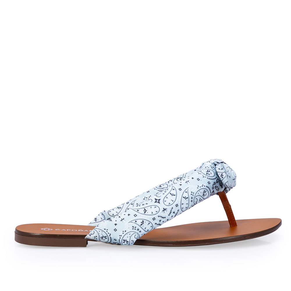 Chinelo Rasteiro Azul Turmalina Listras
