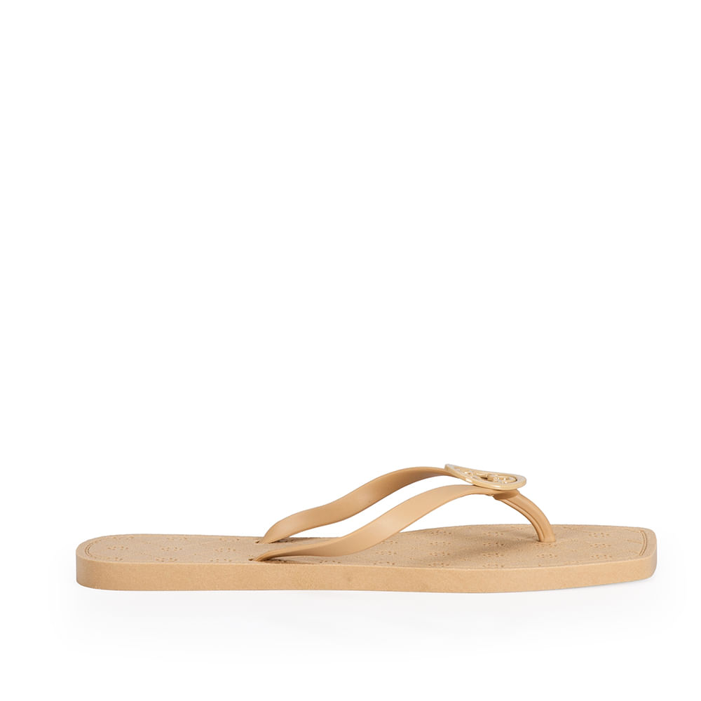 Chinelo De Dedo Bico Quadrado Dourado