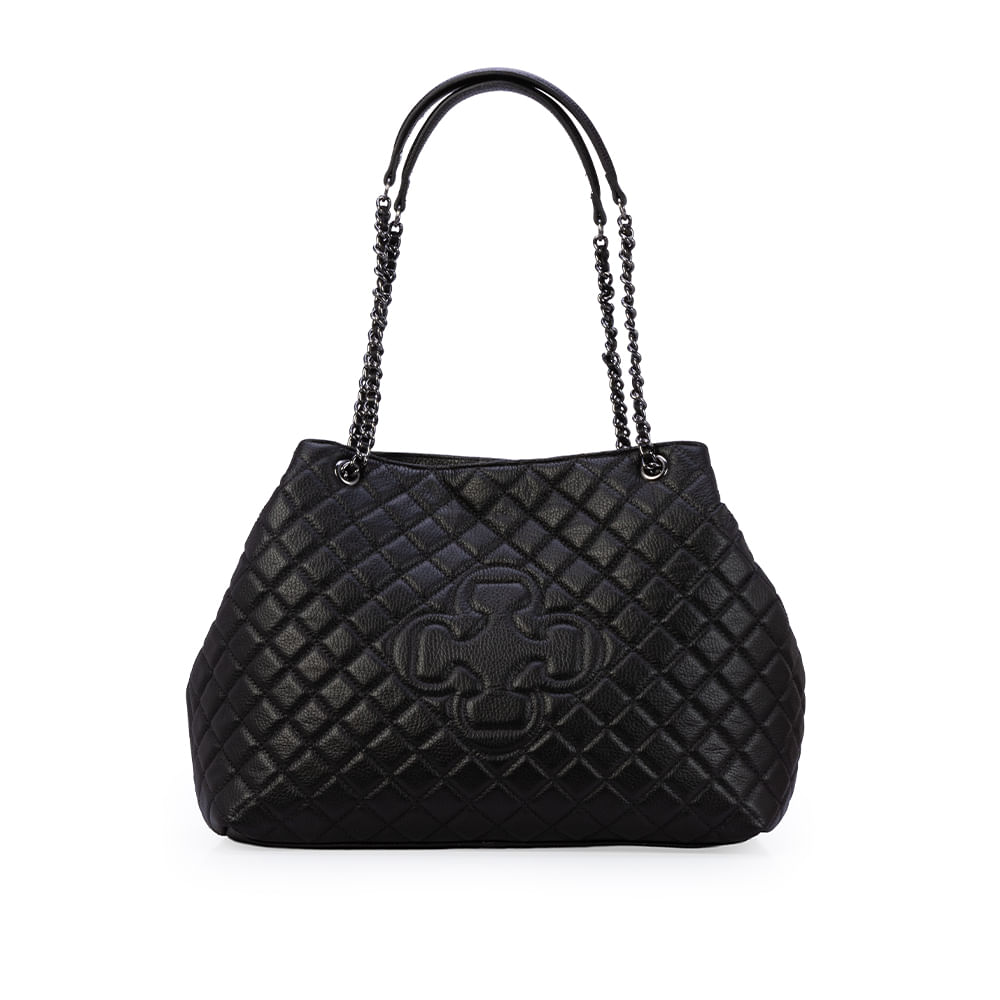Bolsa Carina Grande Couro Matelassê Preta