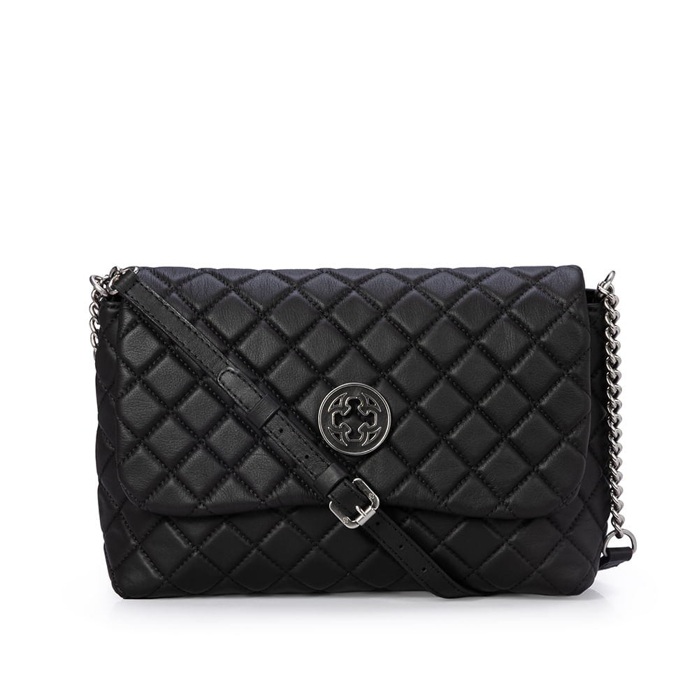 Bolsa Shoulder Matelassê Couro Preta