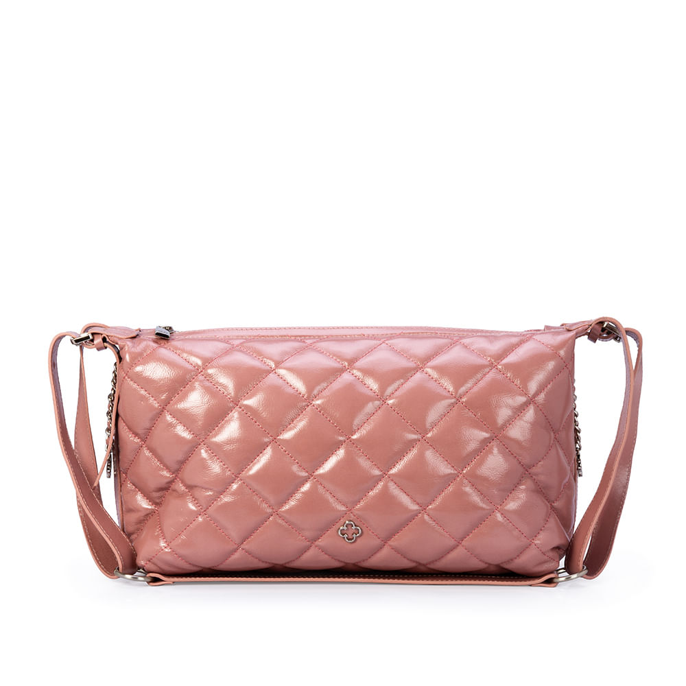 Bolsa Shoulder Couro Rosa Malva