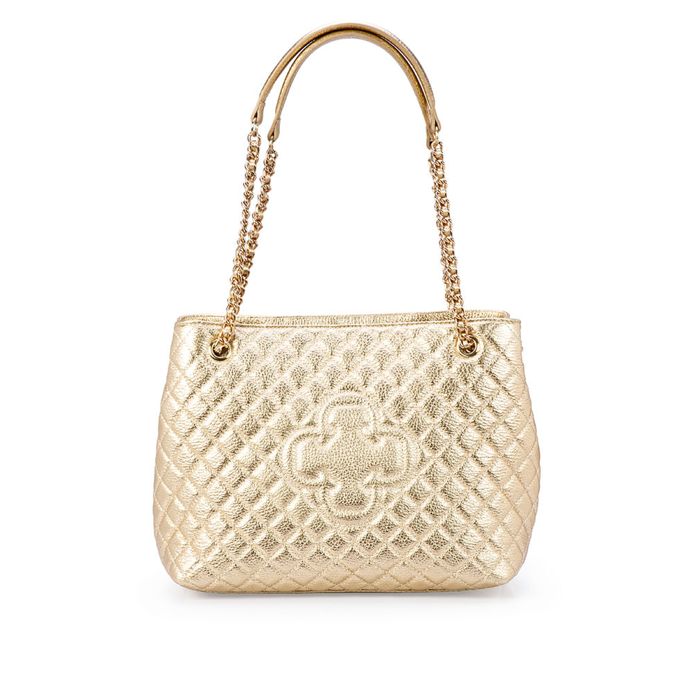 Bolsa Carina Couro Matelassê Dourada
