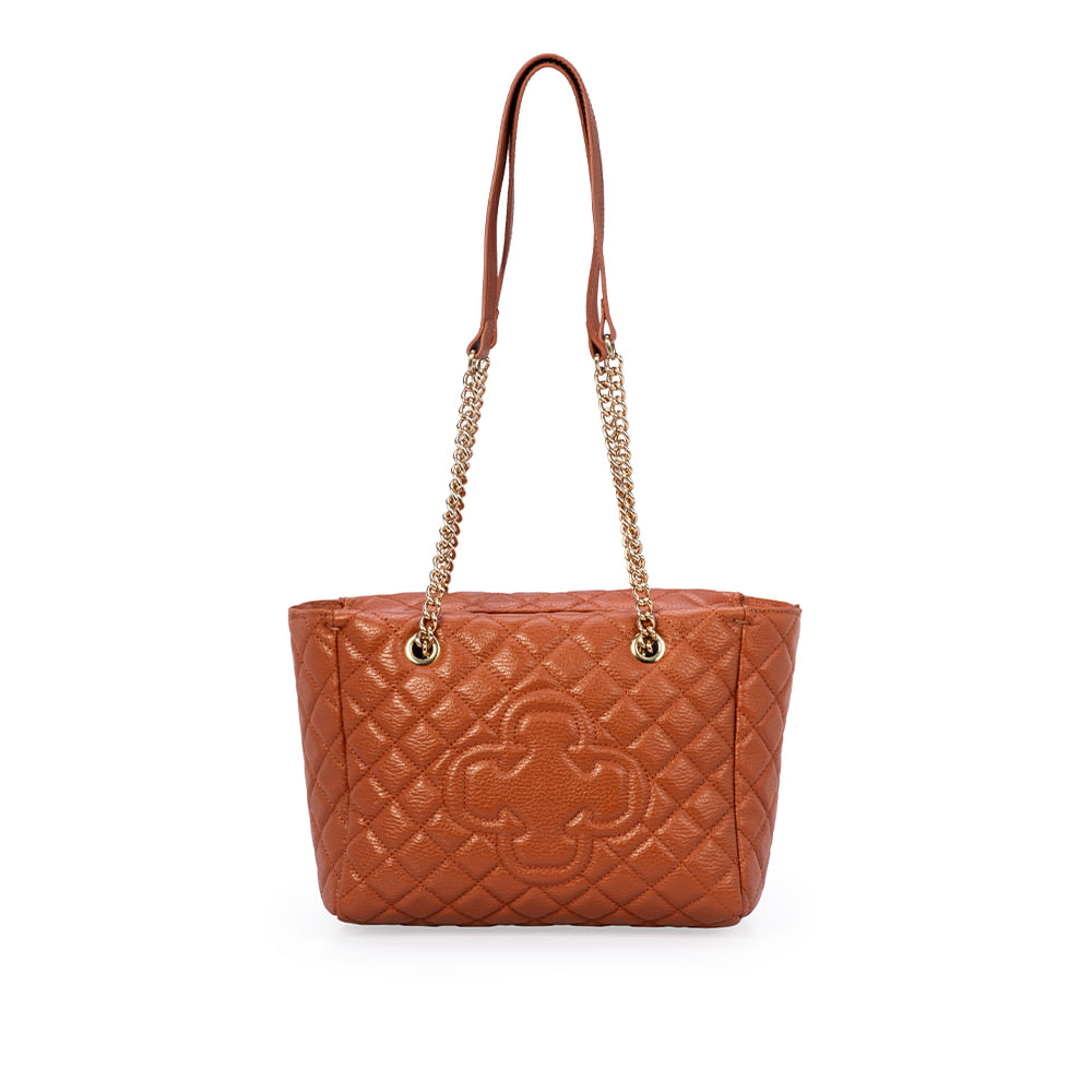 Bolsa Carina Matelassê Couro Caramelo