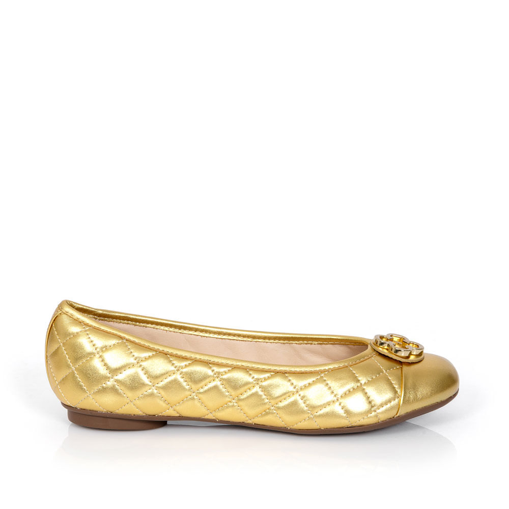 Sapatilha Catherine Vintage Couro Dourada
