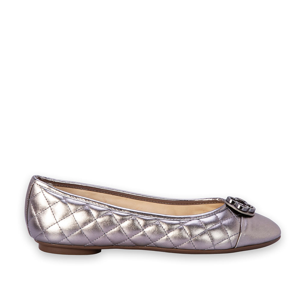 Sapatilha Catherine Modernitá Couro Cinza Pewter