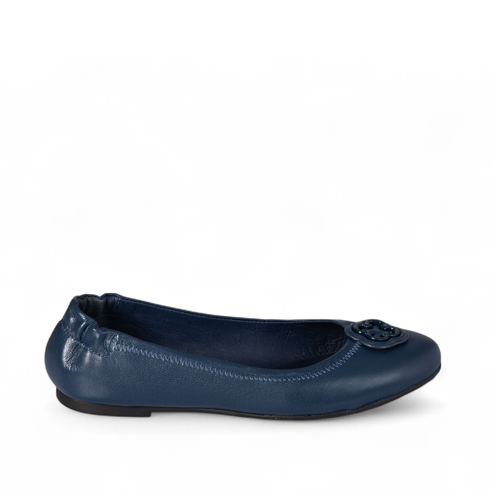 Sapatilha Infantil Ballerina Catherine Couro Marinho Azzurro