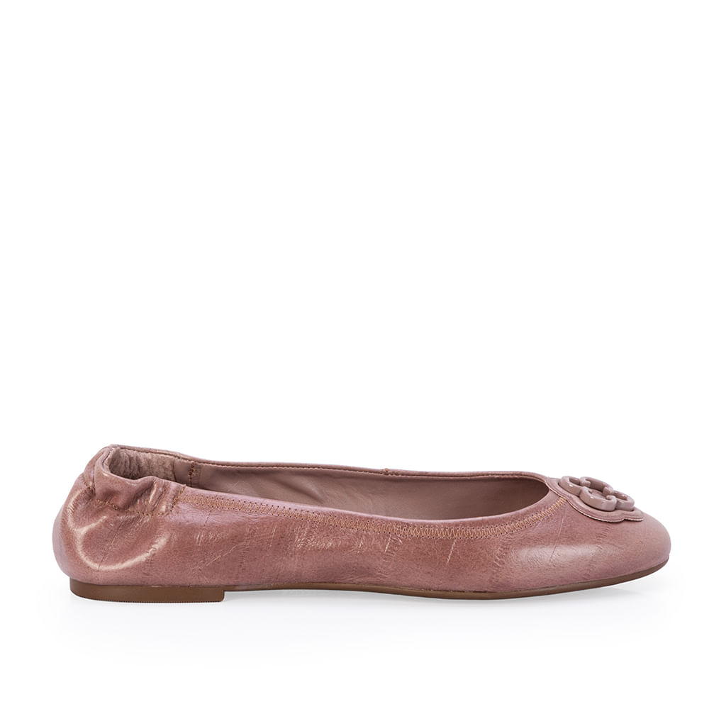 Sapatilha Ballerina Couro Mocha Rose Catherine