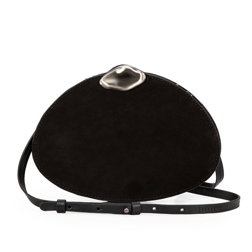 Bolsa Shoulder Bag Couro Suede Preta