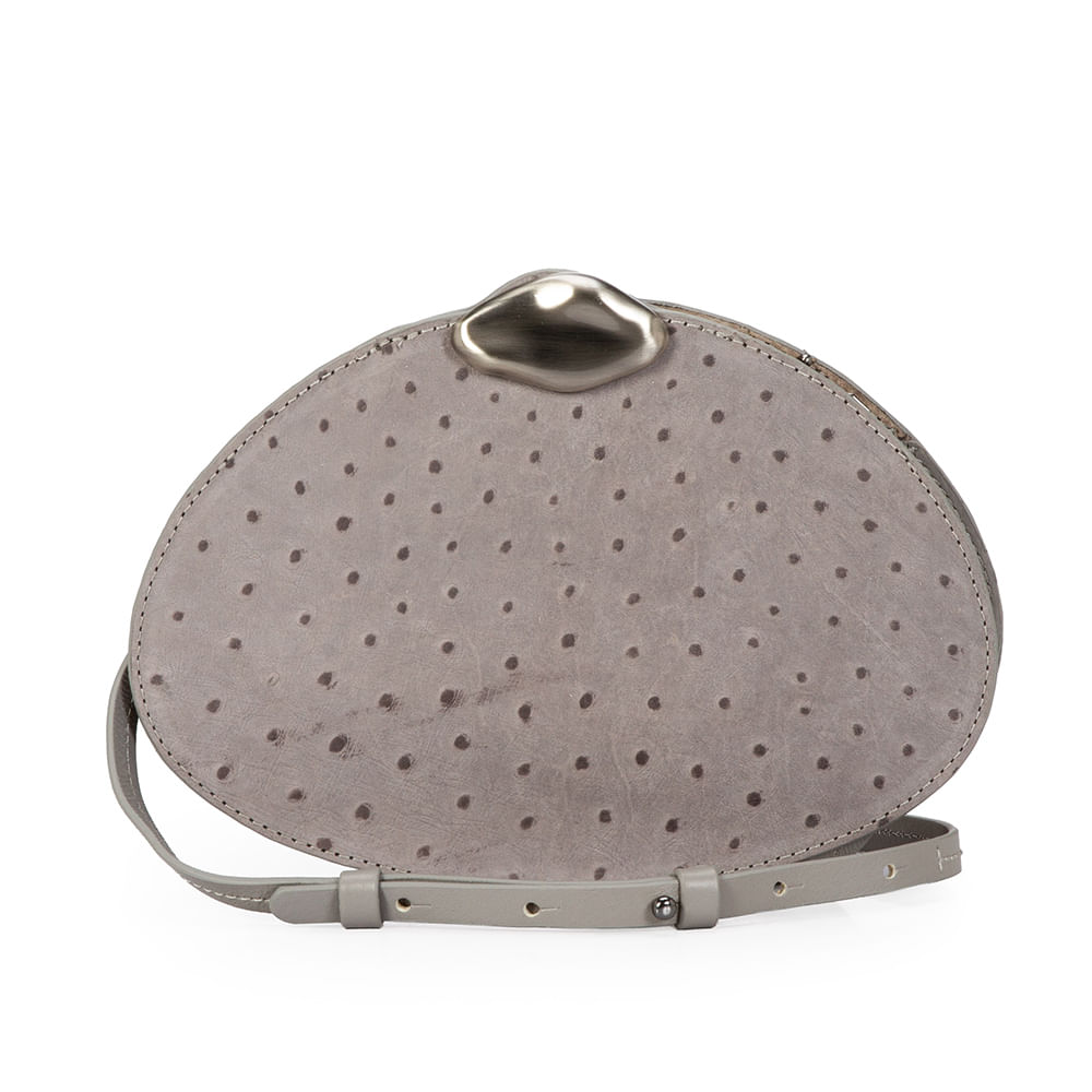 Bolsa Couro Nobuck Shoulder Cinza Carbono