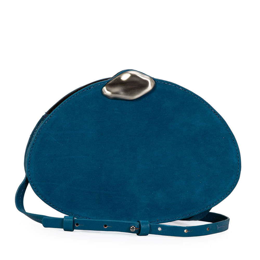 Bolsa Couro Suede Shoulder Azul Cobalto