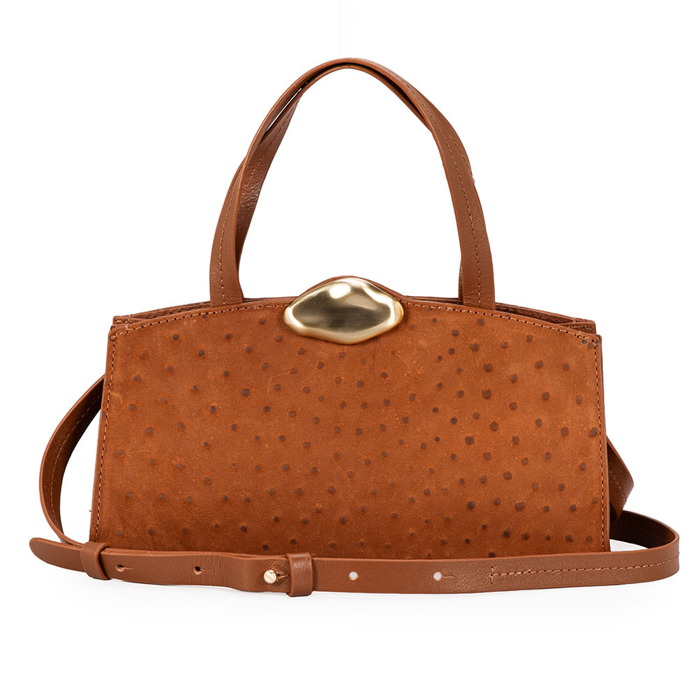 Bolsa Tote Couro Nobuck Marrom Mogno