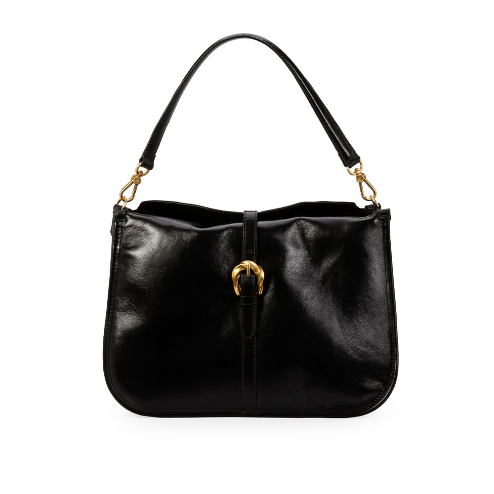 Bolsa Couro Preta Hobo