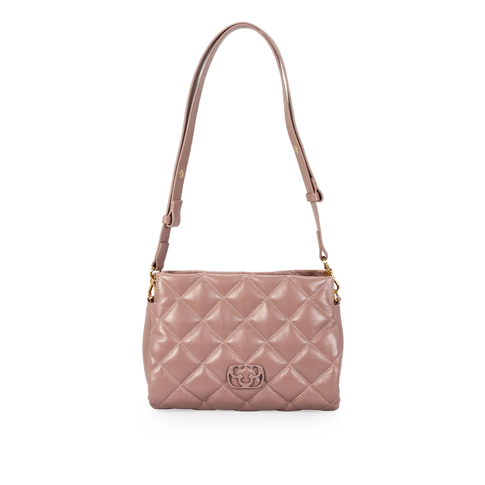 Bolsa Shoulder Matelassê Couro Mocha Rose