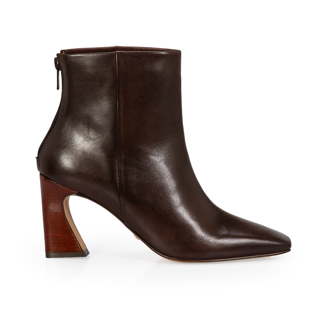 Bota Cano Curto Couro Marrom Cacau
