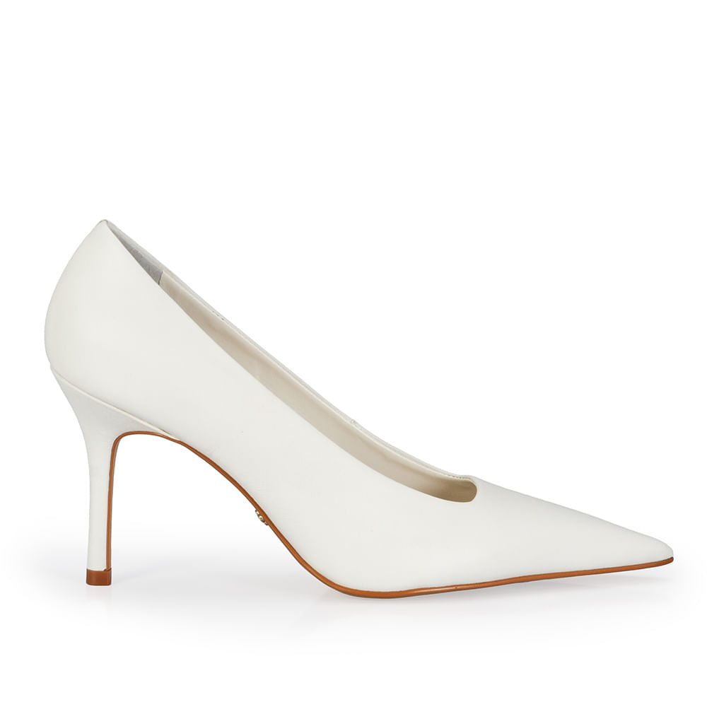 Scarpin Salto Alto Couro Branco