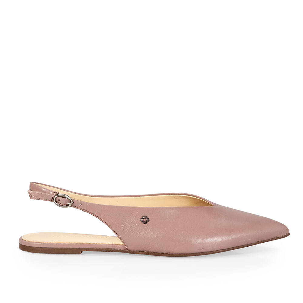 Sapatilha Slingback Couro Mocha Rose