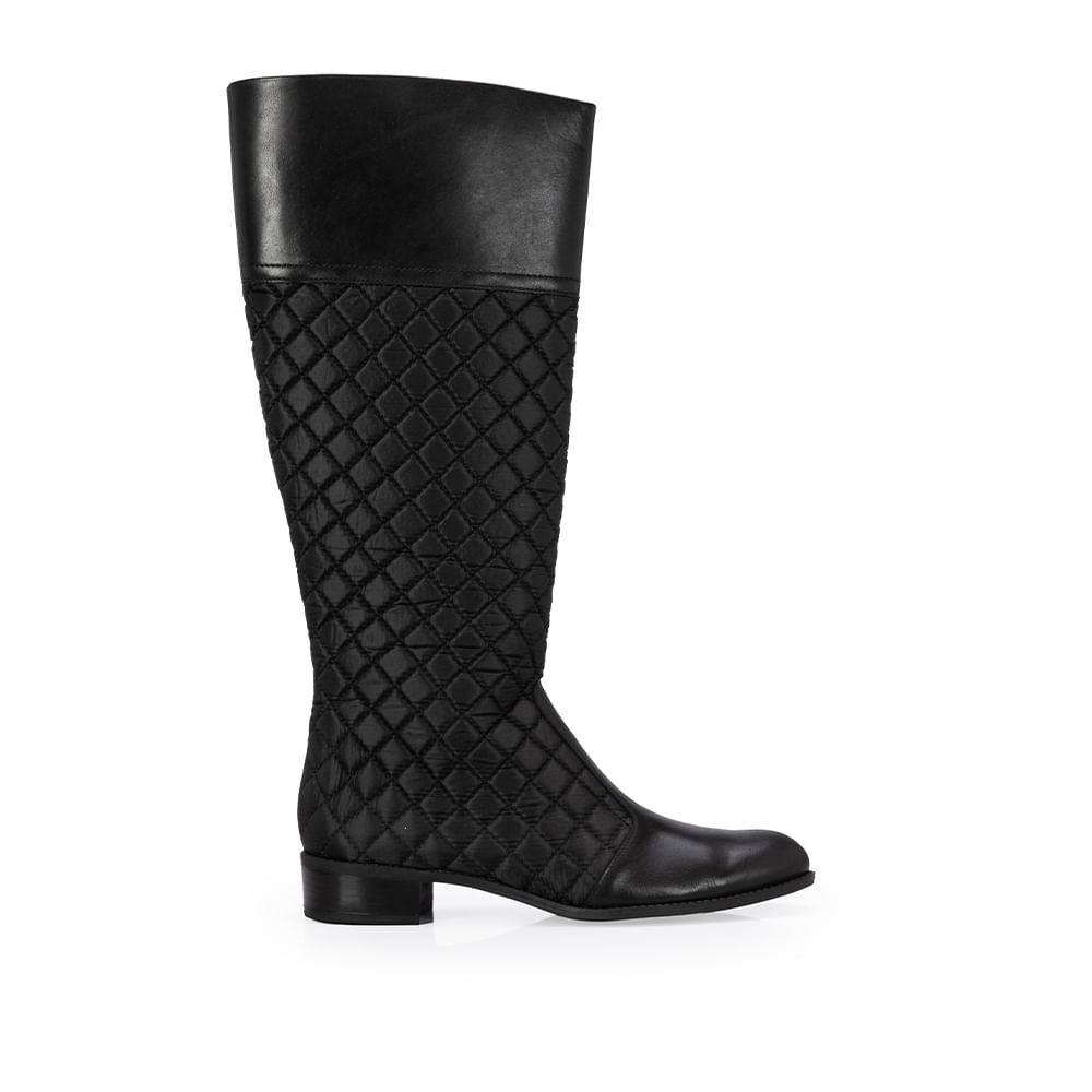 Bota Montaria Couro e Nylon Preta