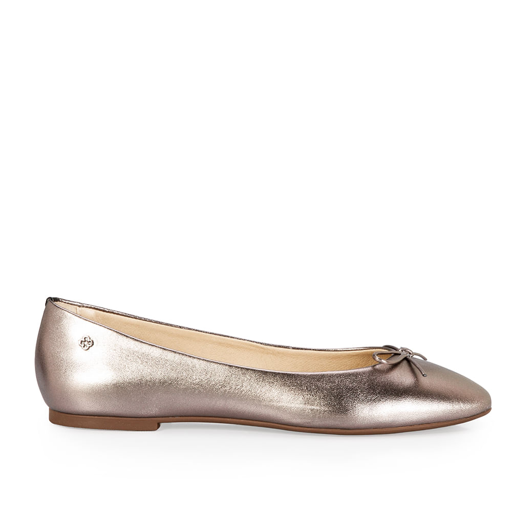 Sapatilha Couro Metalizada Cinza Pewter