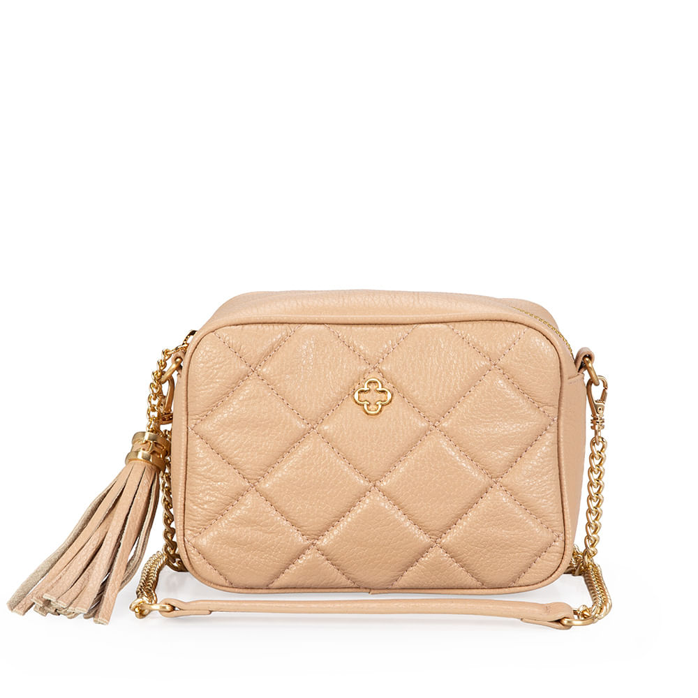 Bolsa Pequena Couro Matelassê Nude Seda