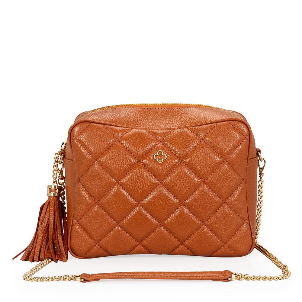 Bolsa Shoulder Couro Matelassê Caramelo